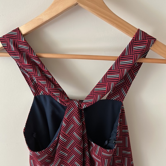 Banana Republic Factory Red Print Twist Neck Halter Top - Picture 2 of 6